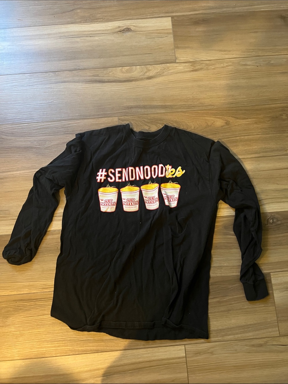 #SENDNOODLES Black Long Sleeve Graphic Tee